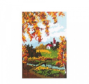 CZ011 Мозаика на деревянной основе 'Осень за городом', 20*30 см